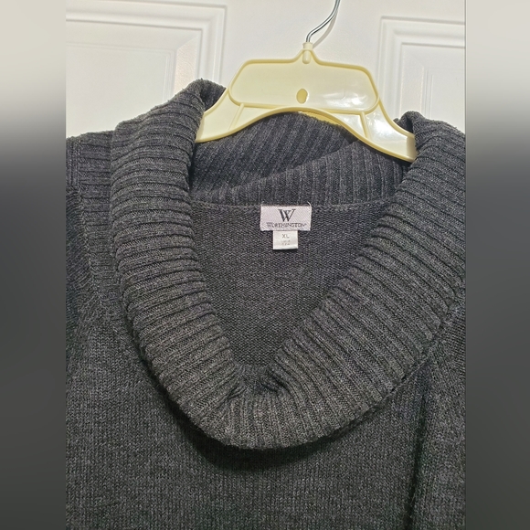 Worthington Cowl Neck Short Sleeved Gray Sweater - Picture 3 of 14